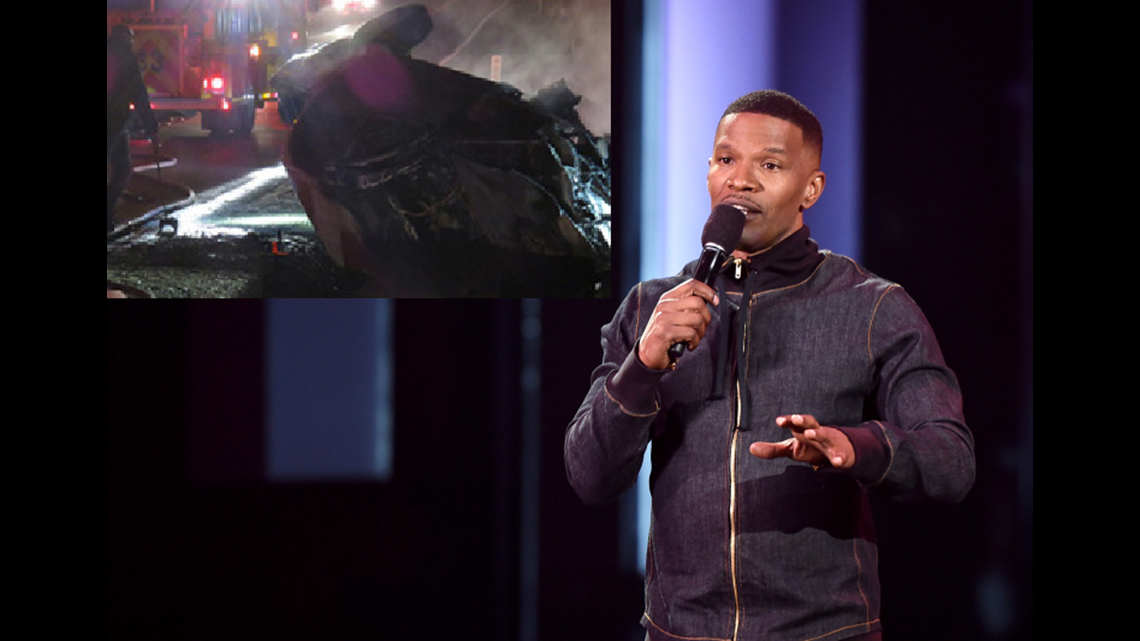 Actor Jamie Foxx Saves Driver From Burning Car 