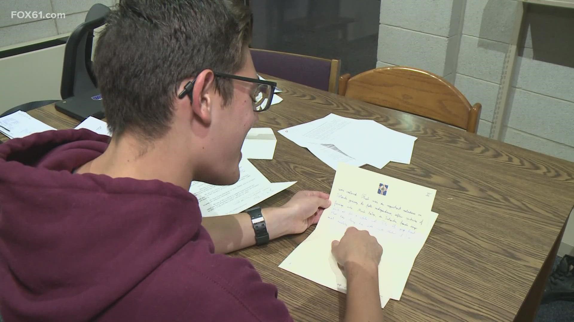 The South Windsor teen sent letters to 186 countries and received 20 responses so far.