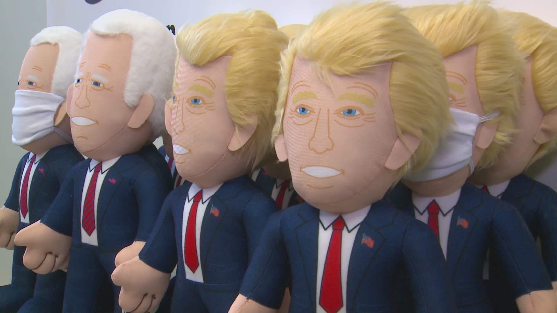 From an office he also has in Avon, Josh Livingston, the owner of New England Toy just released the limited edition, one foot tall Donald Trump and Joe Biden dolls