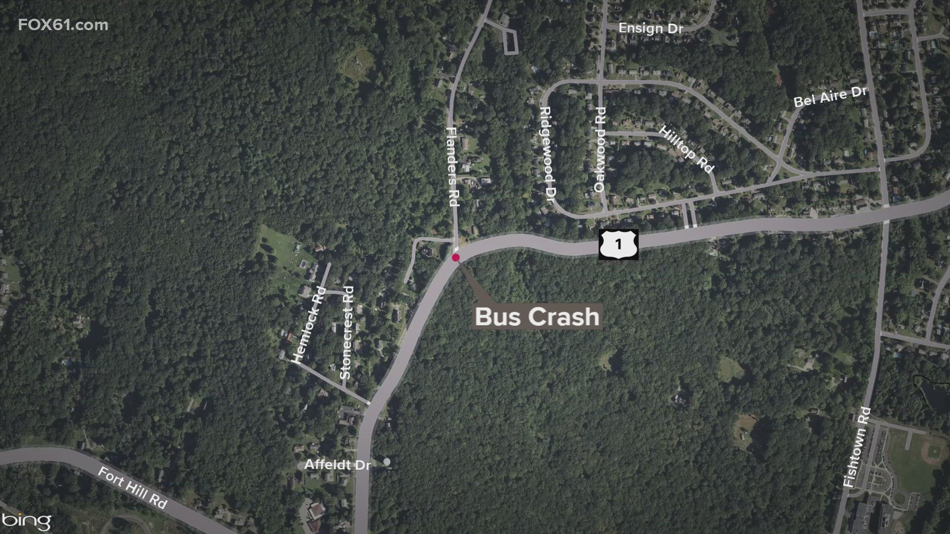 The crash happened at the intersection of New London Road and Flanders Road.