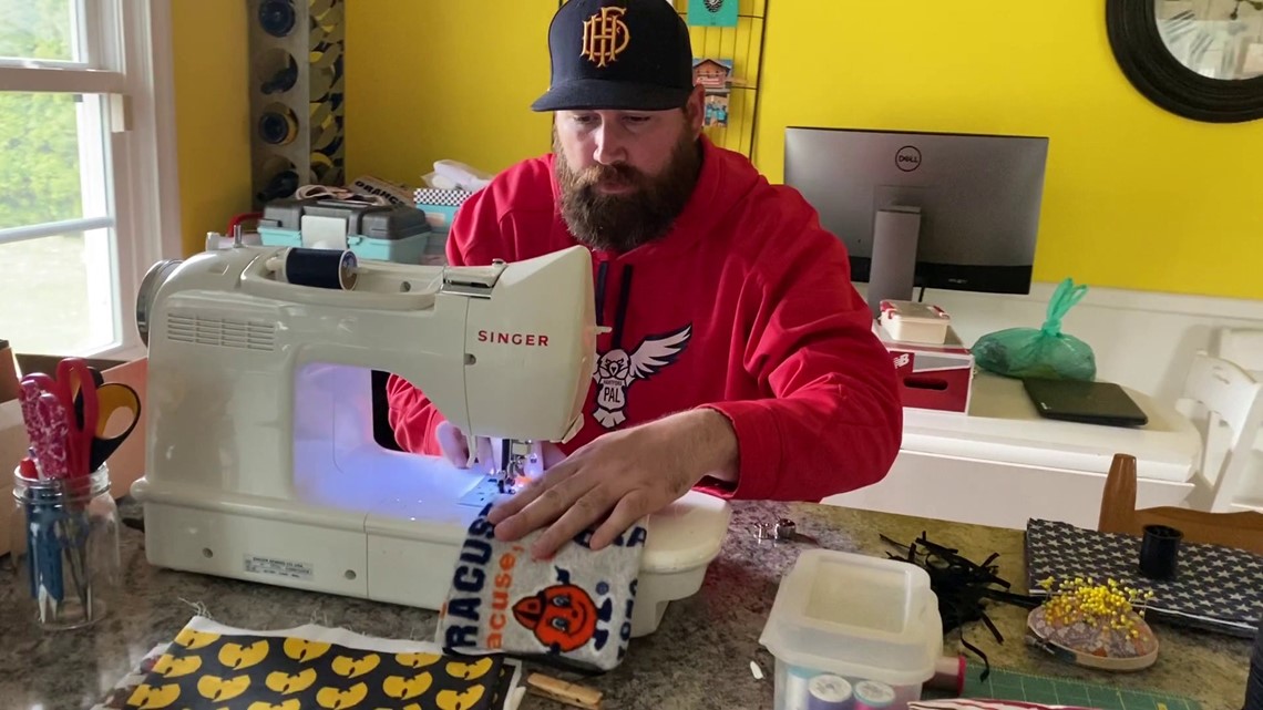 A Connecticut mask maker adding his own style