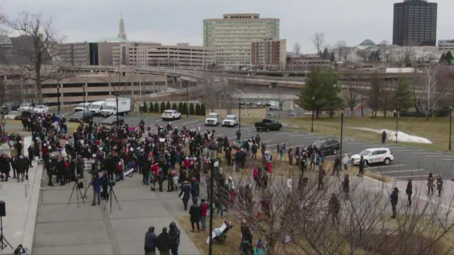 The group gathered on the North side of the Capitol Tuesday morning