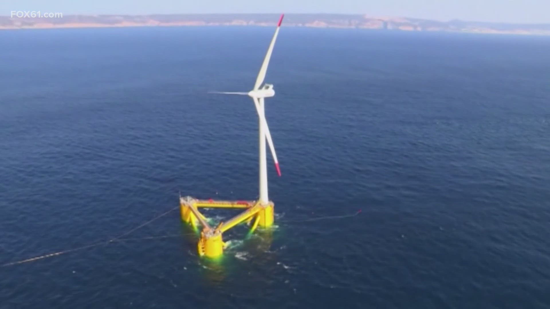 Large scale wind turbines under construction in New London