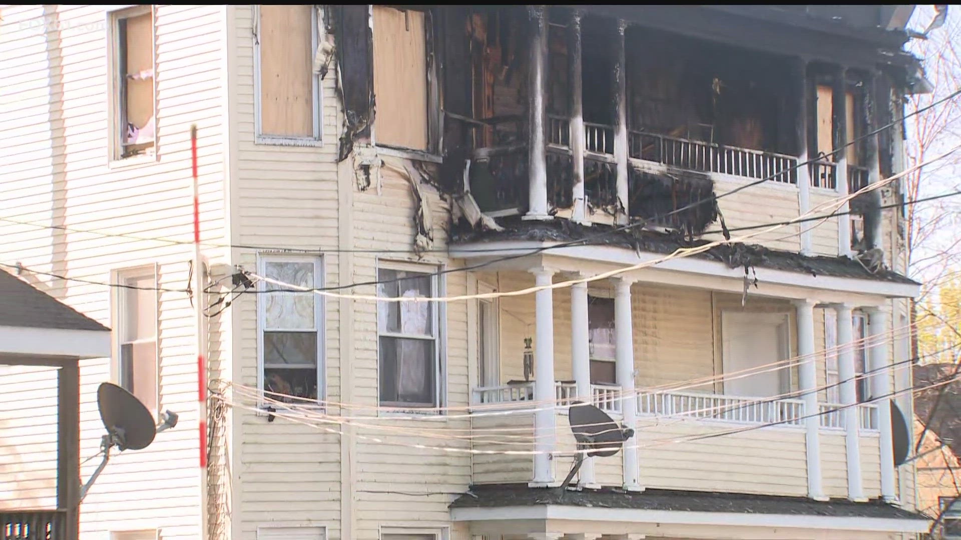 The fire broke out on the third flood of the multi-family home and was escalated to a 2-alarm blaze by fire crews.