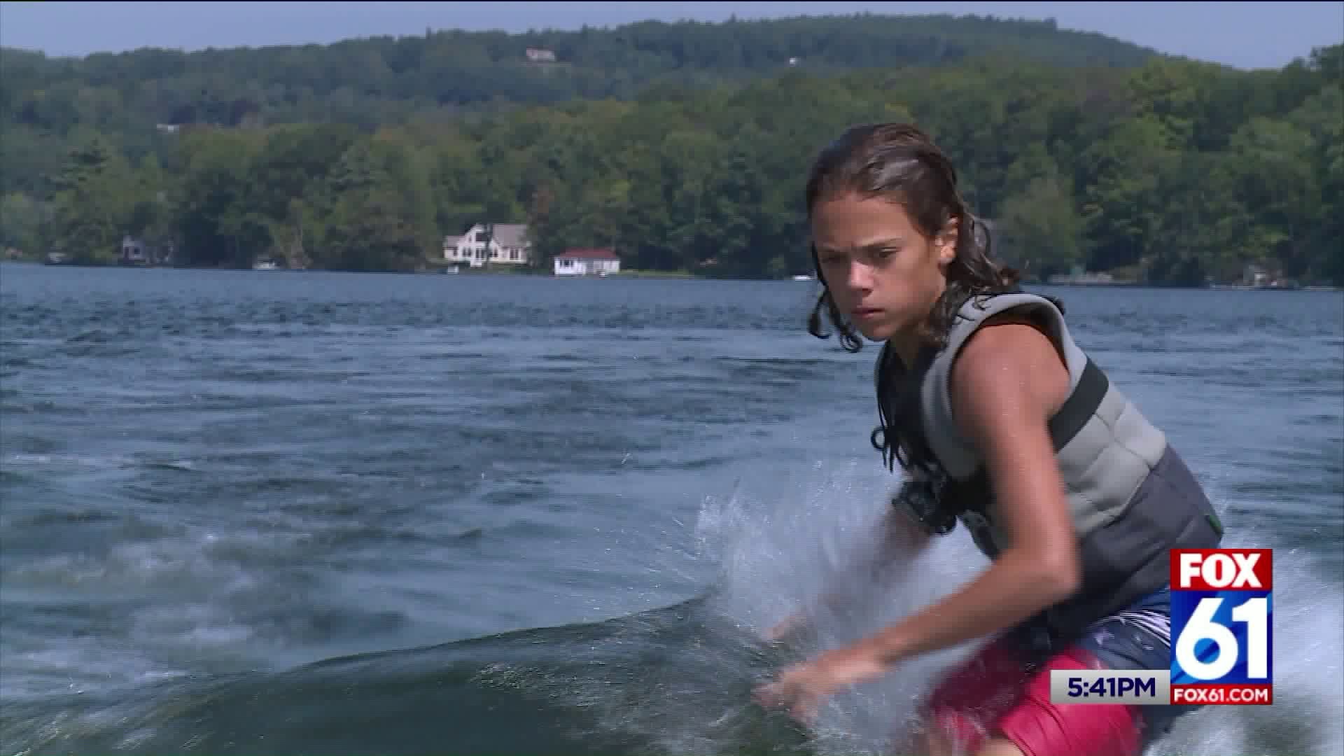 A wunderkind in the sport of Wake Surfing, 75 pounds soaking wet