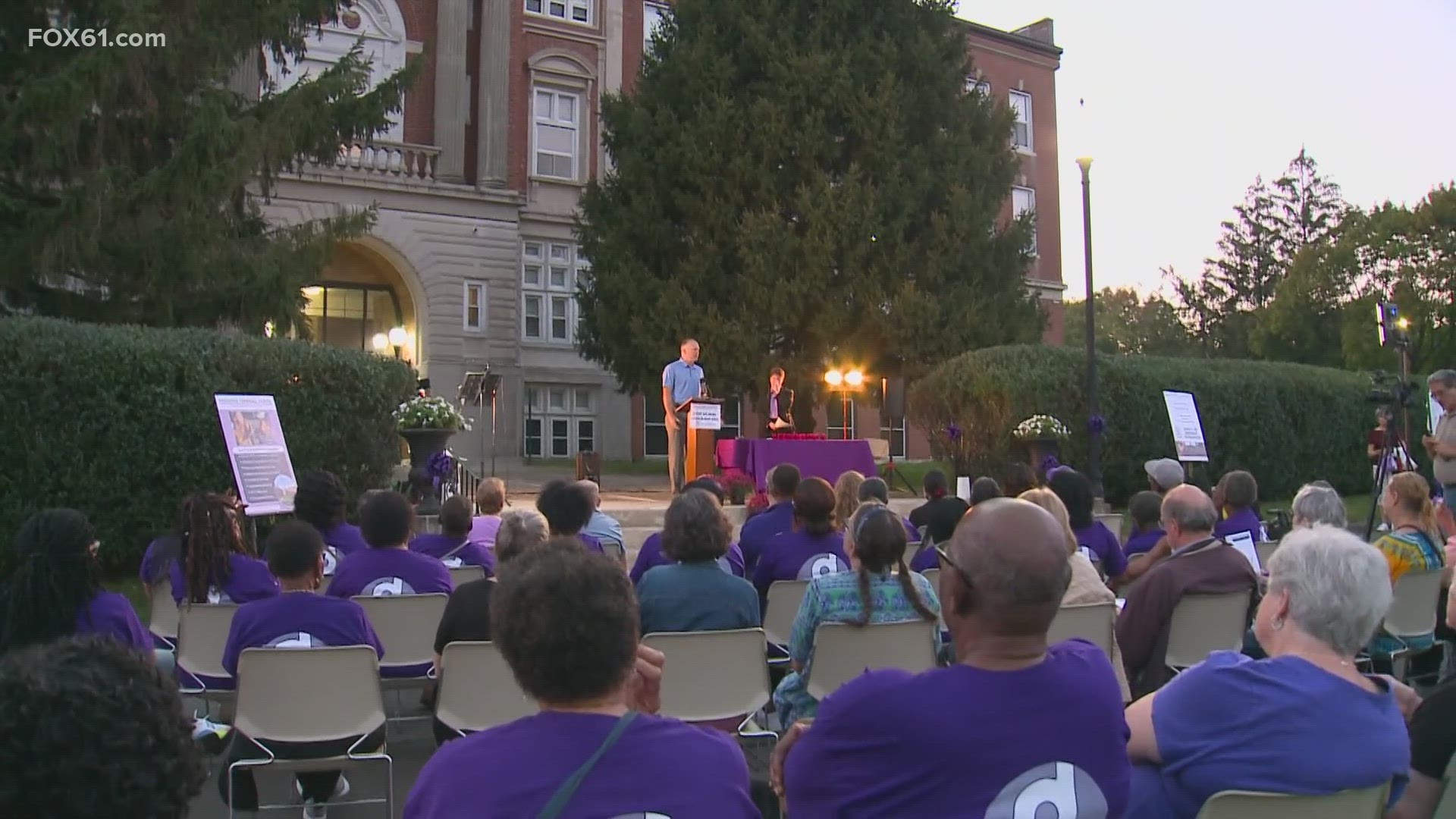 The Prudence Crandall Center hosted the vigil, commemorating 50 years of service to those in need of help.