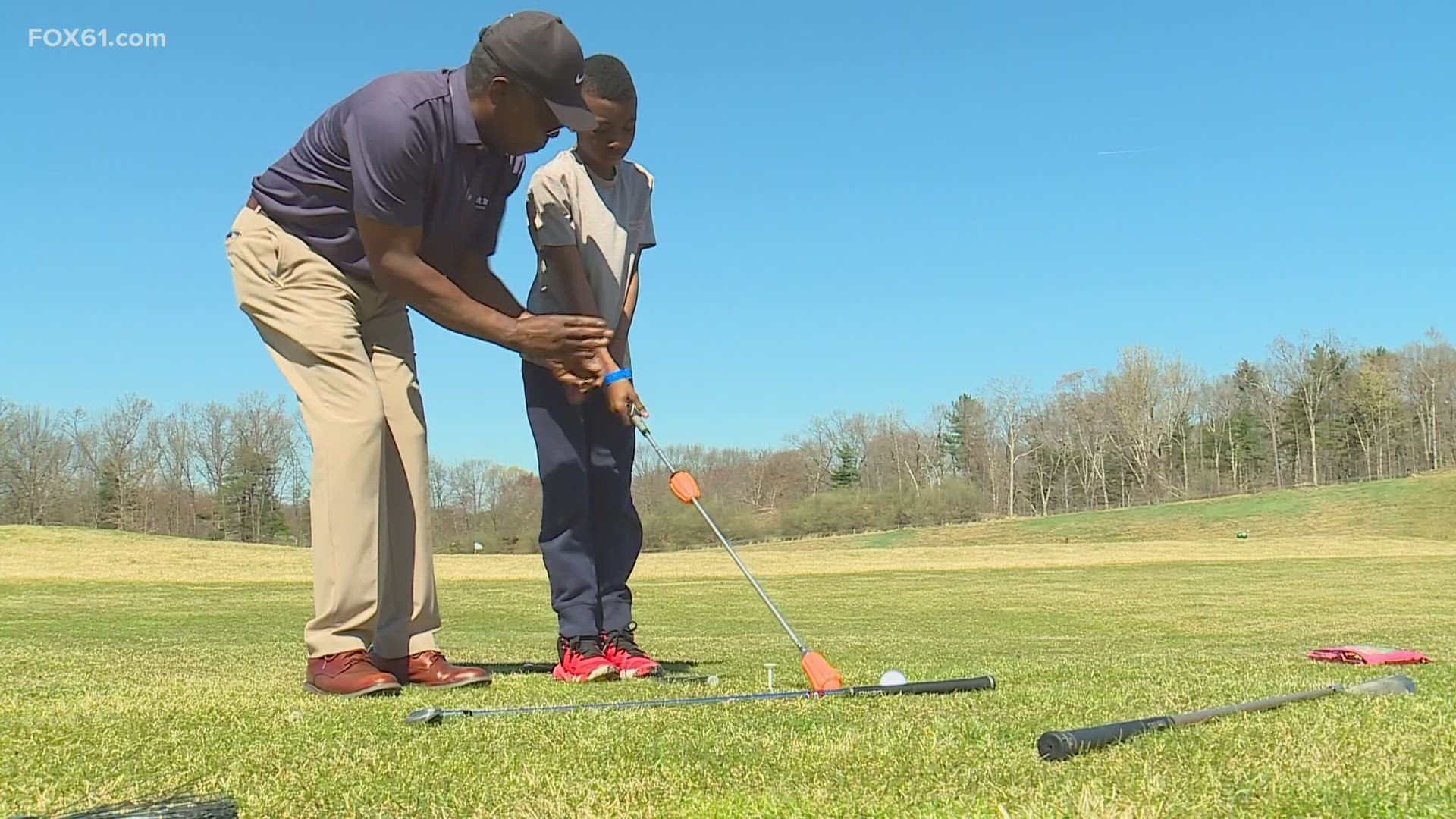 22 Hartford-area students from Camp Courants’ spring break program were at the First Tee developing their skills at golf.
