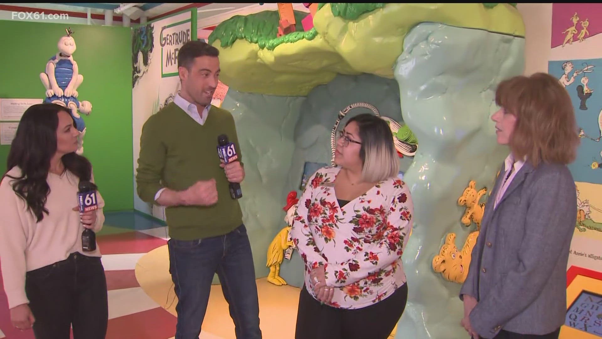 FOX61's Keith McGilvery and Rachel Piscitelli visit the Dr. Seuss Museum in Springfield, Mass., where children can explore the world that the famous author created.