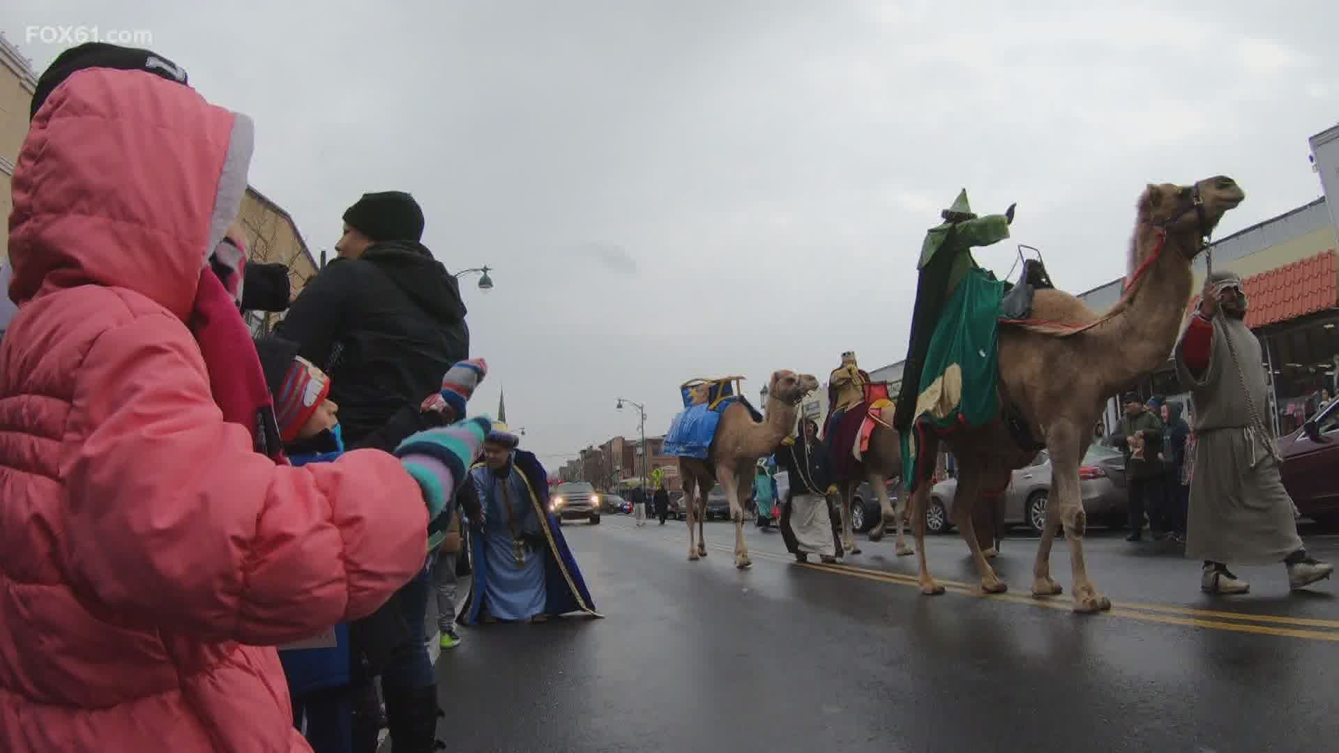 Kids and their families would line the streets, no matter how warm or cold to watch the three kings on their camels stroll by.