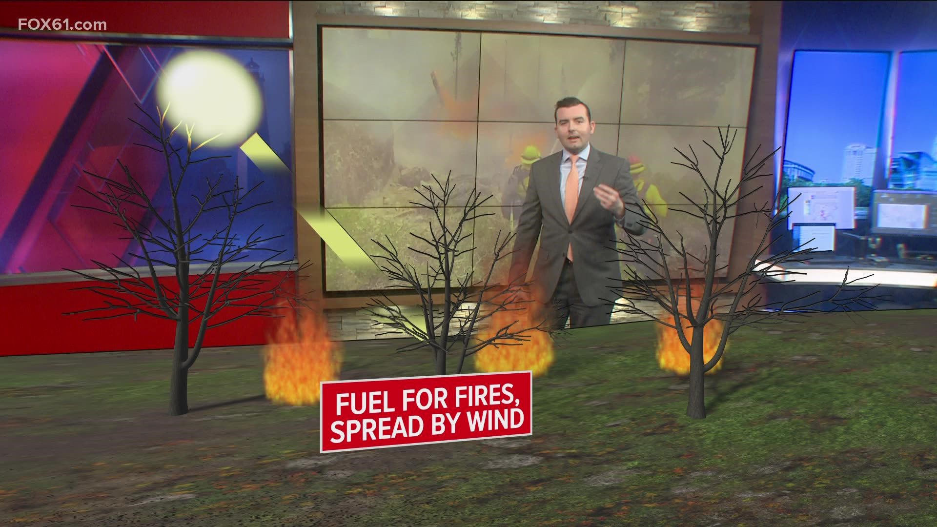 FOX61 Meteorologist Ryan Breton explains what conditions make it easy for brush fires to spread