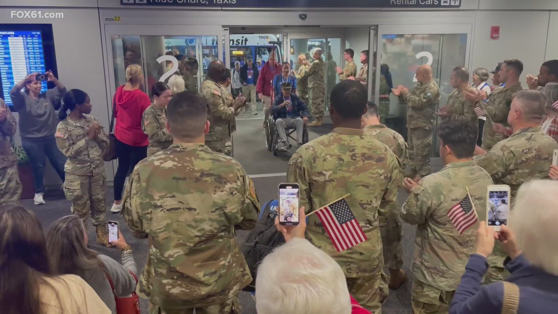 The veterans traveled to Washington D.C. to visit the memorials and were expected to return to Connecticut Saturday night.