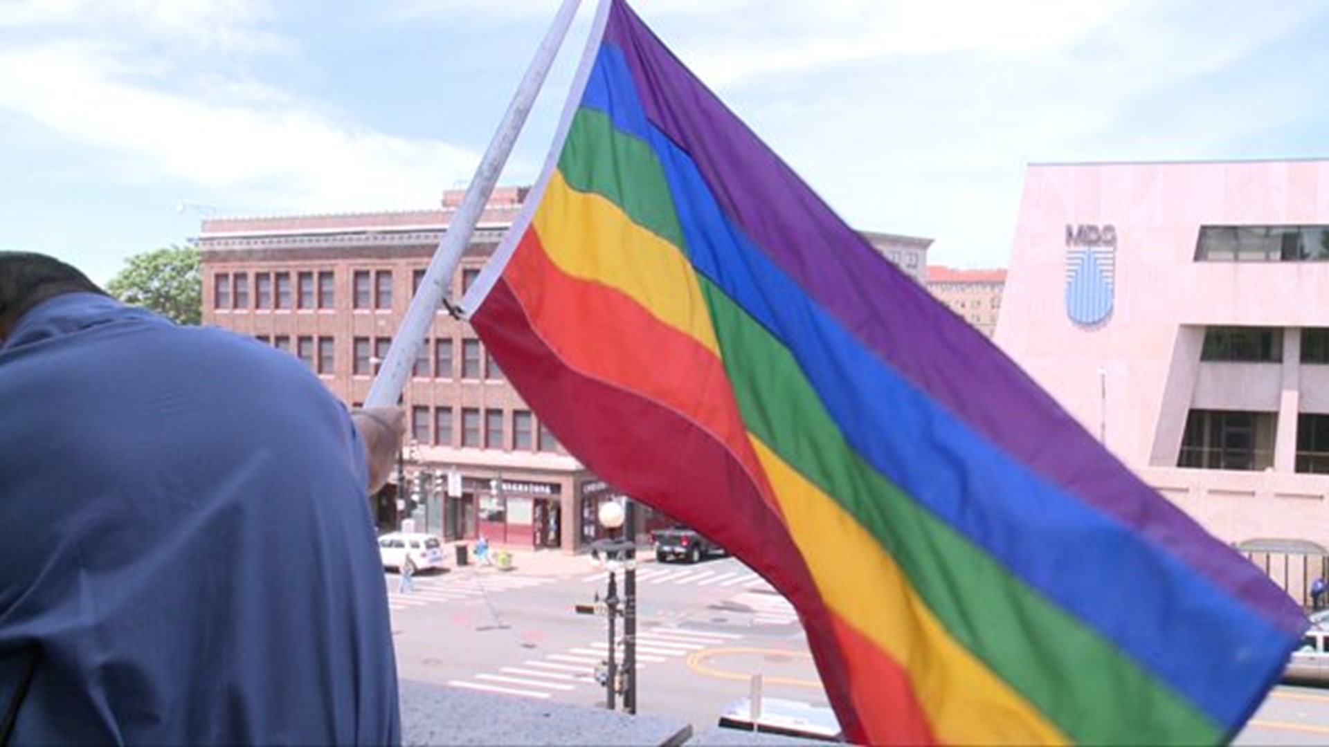 LGBT flag hung at Hartford City Hall