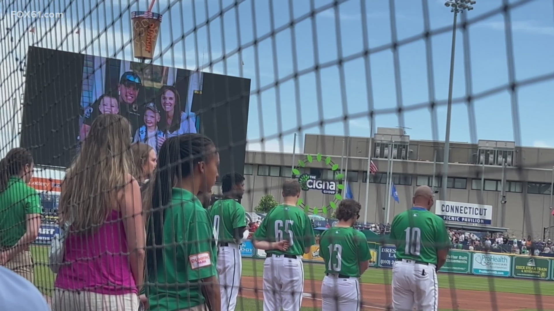 Support ranged from a 4-year-old holding a lemonade stand in Cromwell to benefit the trooper's family to a moment of silence at a Hartford Yard Goats game Sunday.
