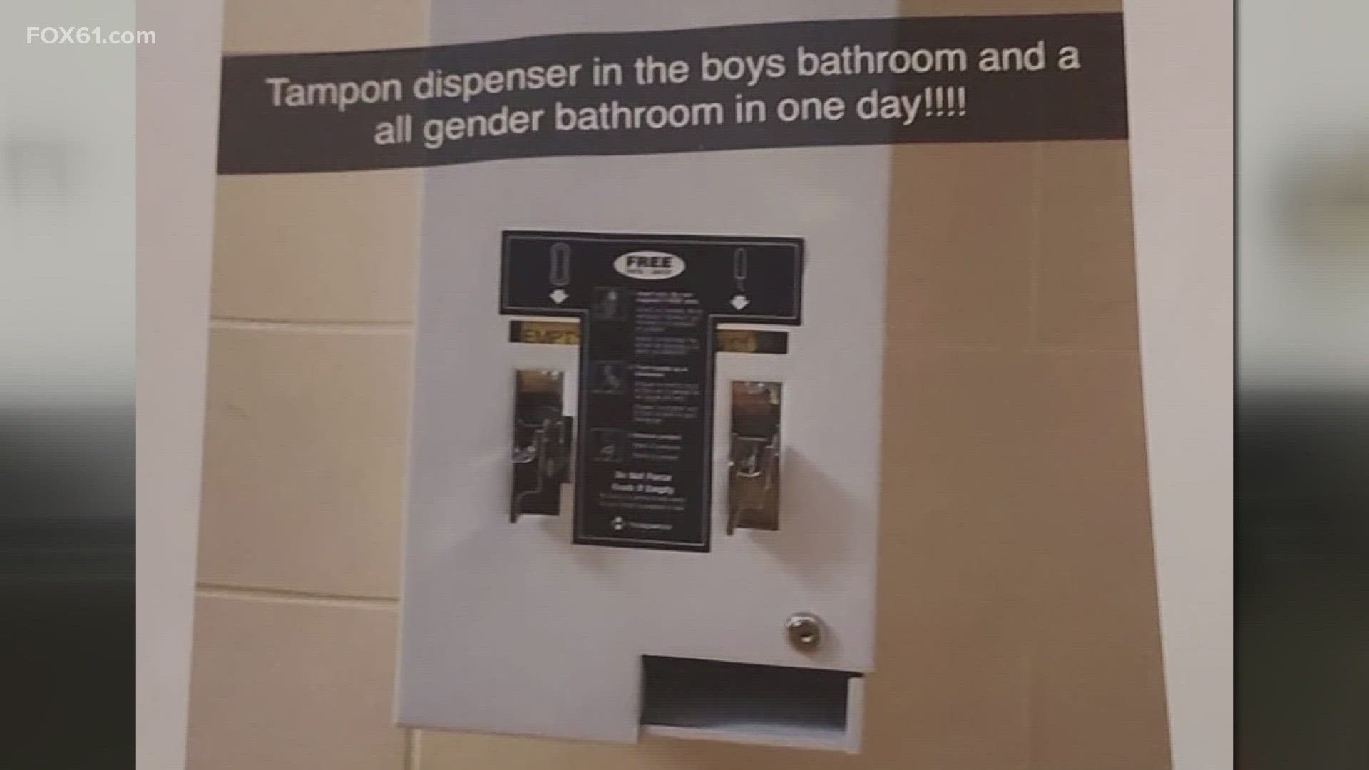 A Connecticut high school makes national news because of a vandalism incident. Someone ripped off a newly installed tampon dispenser in a boys bathroom at Brookfield