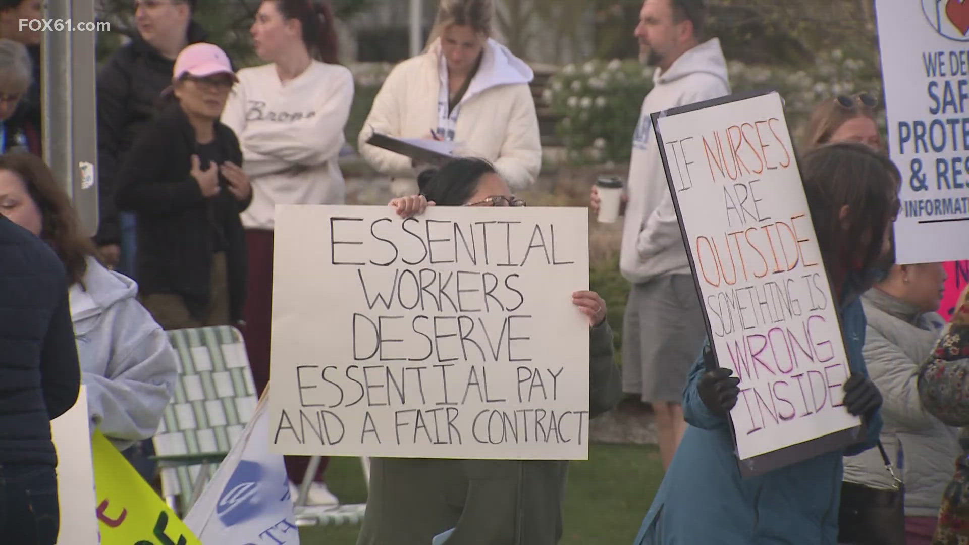 The nurses say essential workers deserve essential pay and a fair contract.