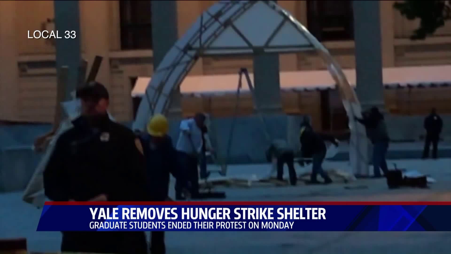 Yale removes shelter set up by protesting graduate students