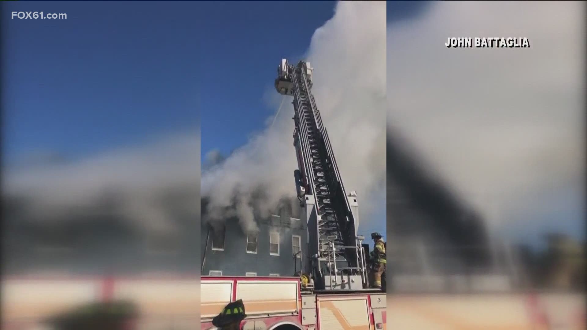 Heavy flames and smoke billowed out of the three-story home and only debris remained when the fire was out.