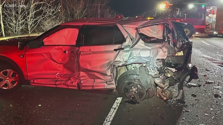 CT Trooper First Class barely avoids impaired driver crashing into cruiser