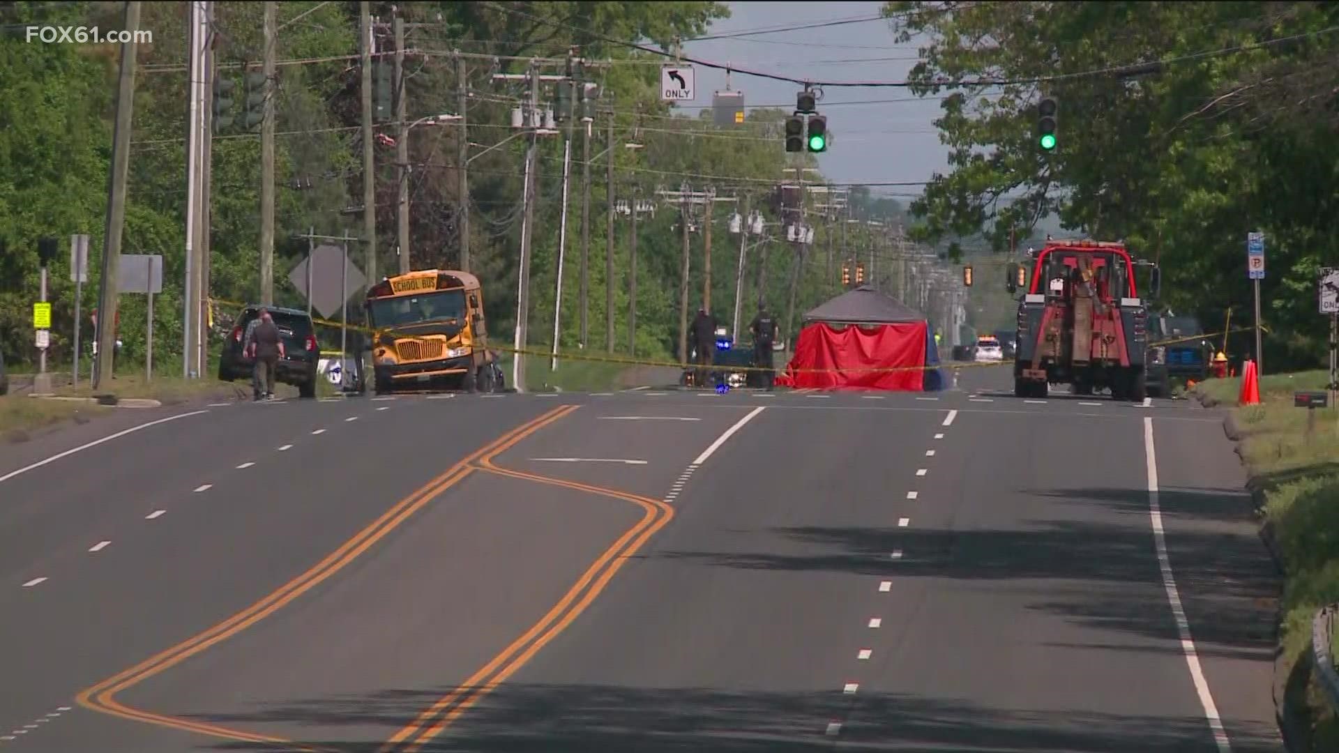 Police in Bloomfield are investigating a crash involving a car and a school bus Tuesday morning. The driver of the car was seriously injured.