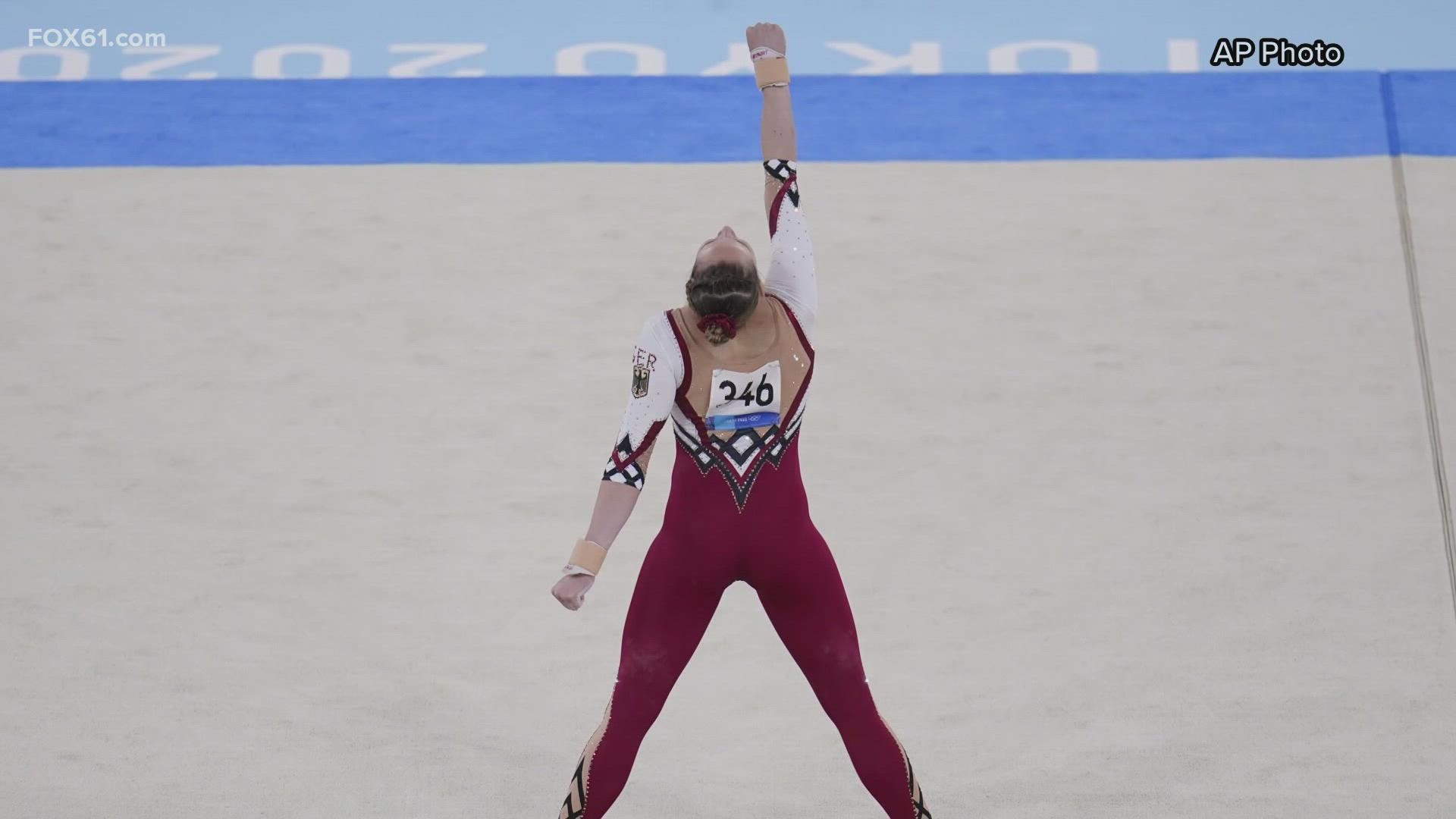 The German women's gymnastic team at the Olympics wore longer unitards instead of the traditional bikini-cut leotard.