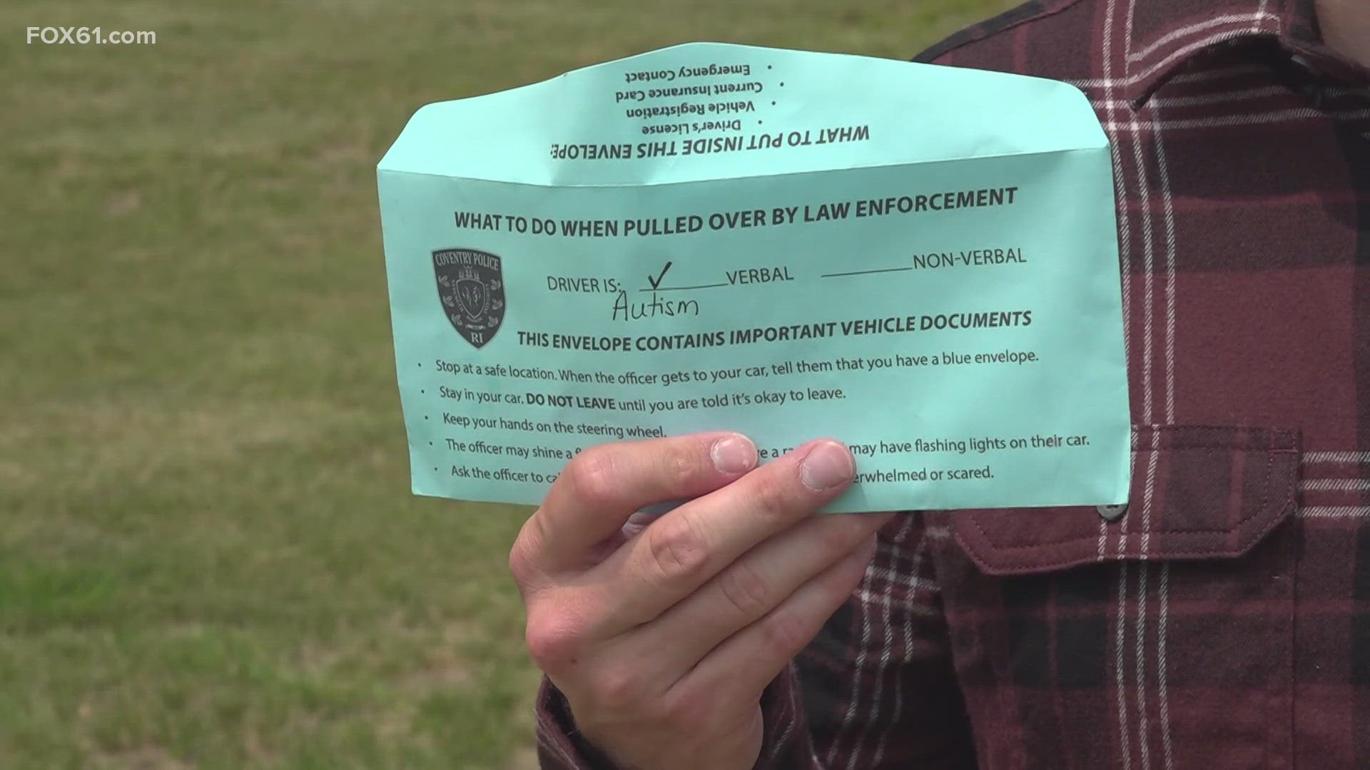 The Blue and Green Envelope Program helps drivers with autism or who are hard of hearing communicate with police during traffic stops.