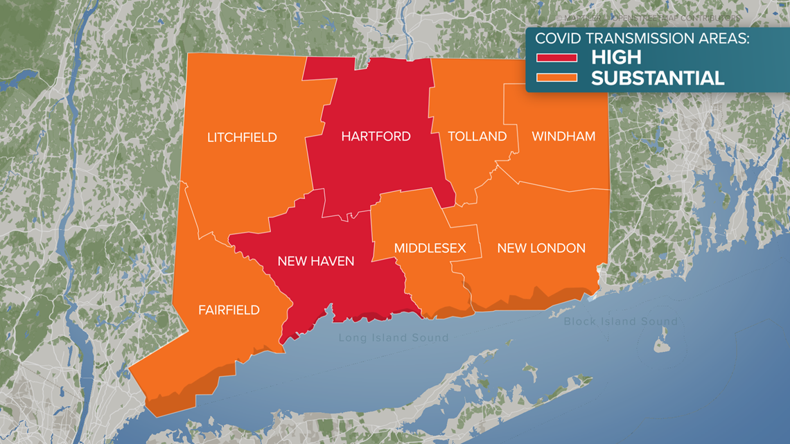 CDC lists Hartford County as area of 'high' COVID19 transmission