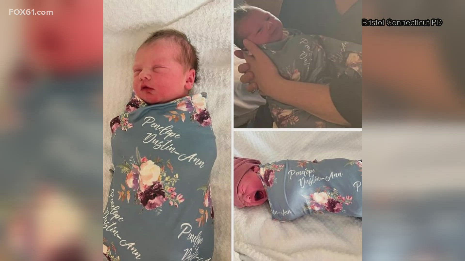 Laura DeMonte gave birth to Penelope Dustin-Ann DeMonte just after 12:30 p.m. Officers of the department were outside the hospital to greet them.