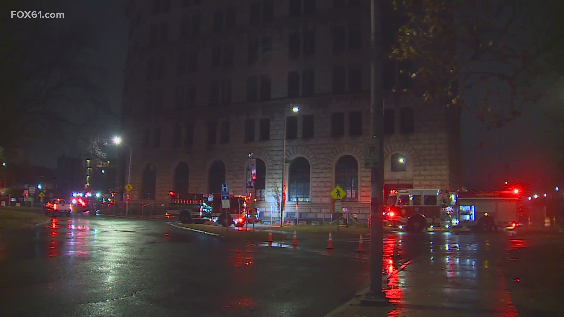 Emergency crews tracked the problem to 55 Elm St., which firefighters said involved a fire inside an underground electrical vault containing a large transformer.