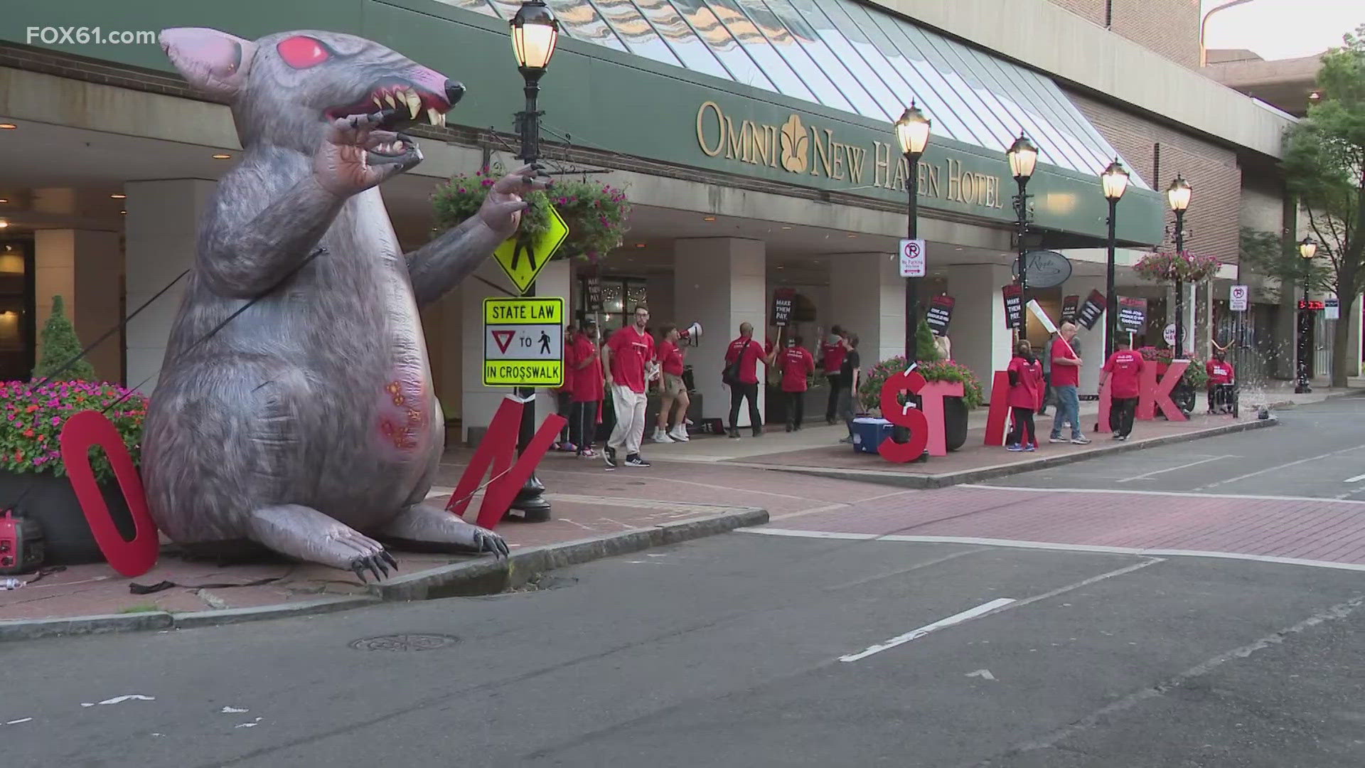 Workers outside the hotel will continue marching and chanting until midnight, and then pick it up Friday and beyond until an agreement is reached.