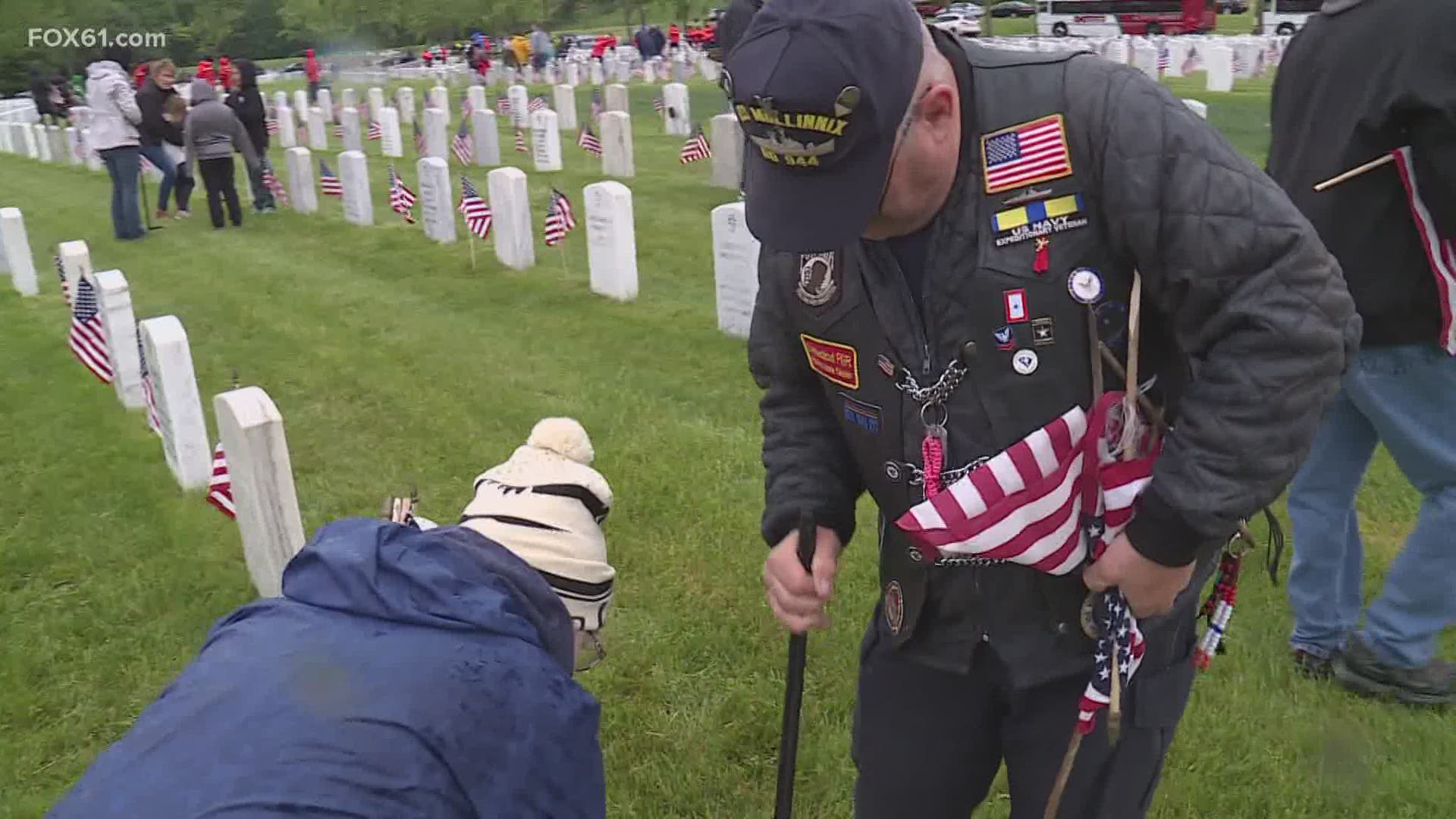 Veterans and community members took part once again in preparing the cemetery for Memorial Day.