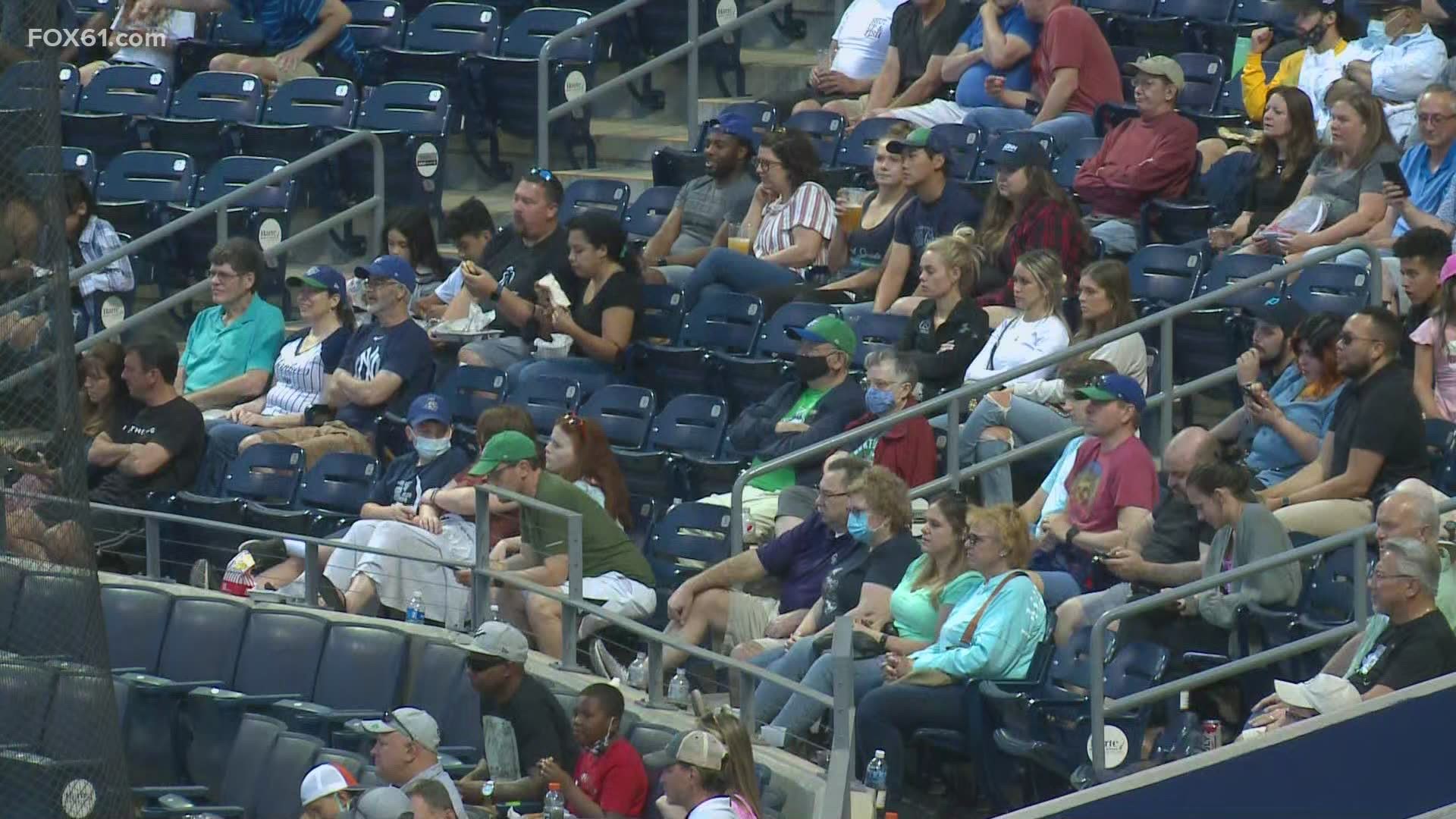 Dunkin Donuts Park is also back open at full capacity. Zip ties were removed from seats that were previously blocked off before the game.