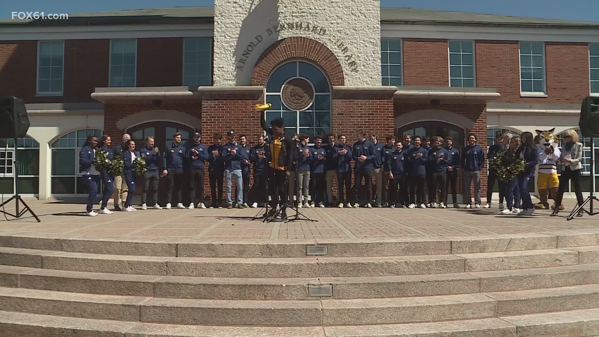 Hundreds of students and faculty cheered on the men's team before officially sending them off to the sunshine state.