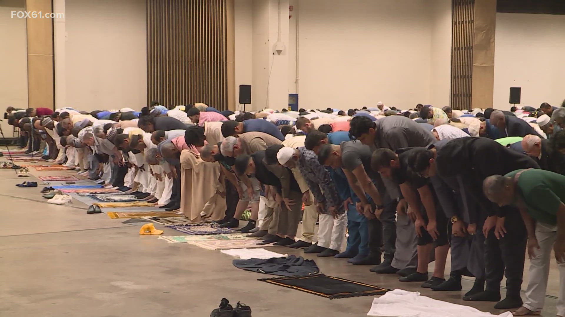 Thousands of Muslims celebrated Eid al-Adha with communal prayer at the XL Center in Hartford Sunday.