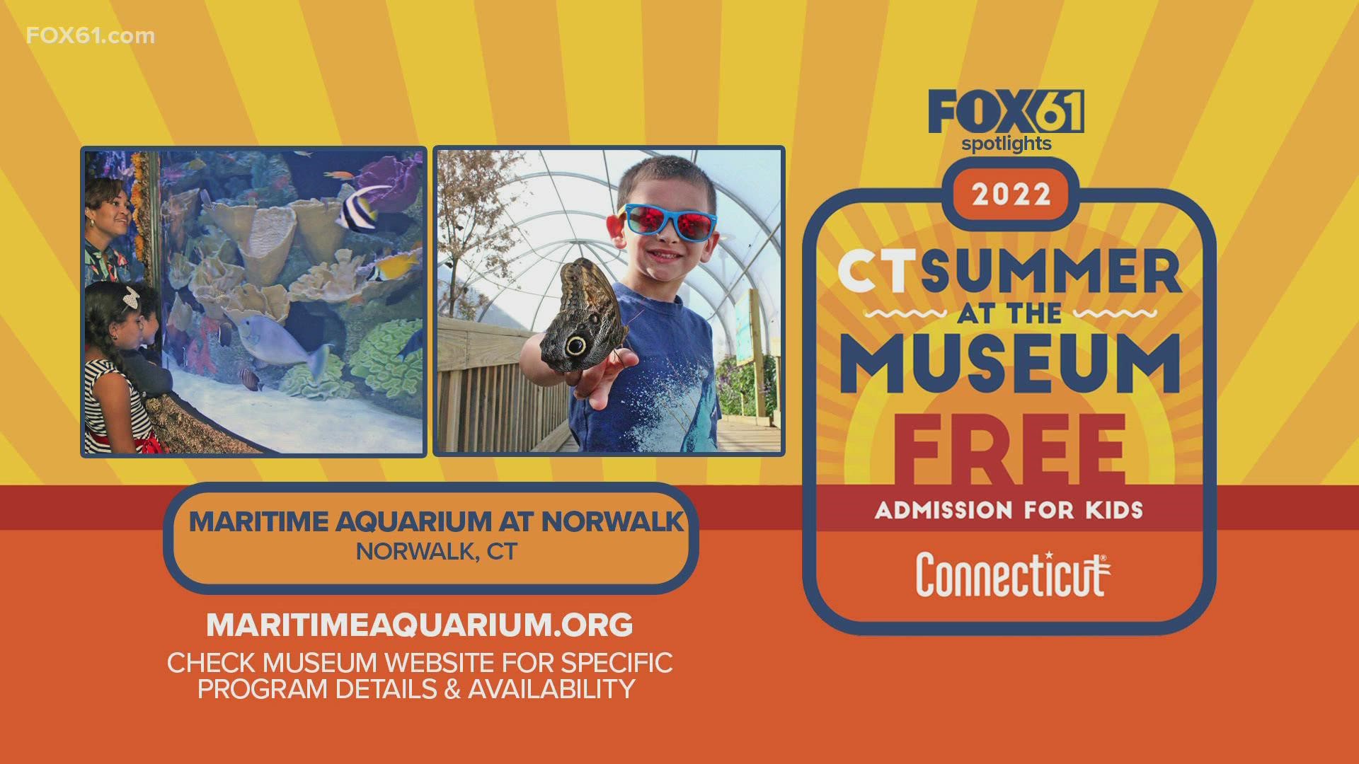 Kids 18 and under can visit the Maritime Aquarium in Norwalk for free with an adult who is a resident of Connecticut. It runs through Sept. 5.