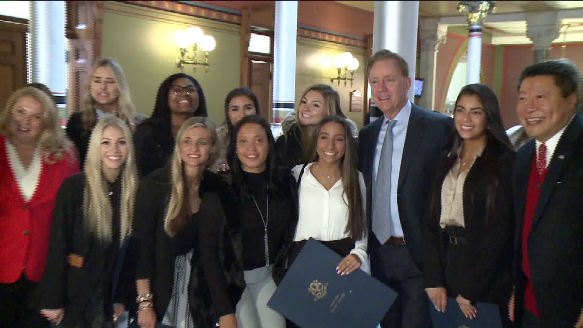 A reason the cheer at the Capitol, courtesy of the Sacred Heart Cheerleaders