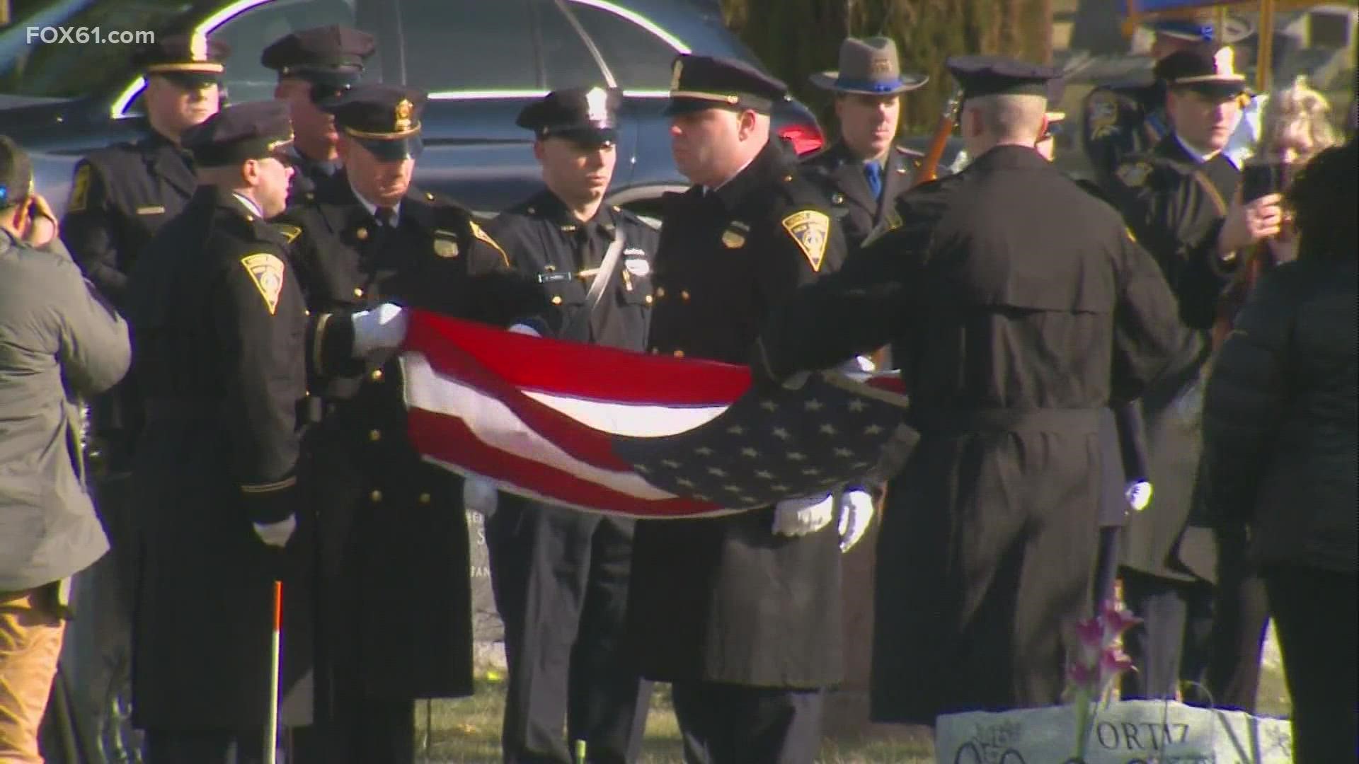 The New Haven Police Dept. held funeral services for a 13 year veteran of the force, who fought for her life for the past 13 years as a result of a deadly crash