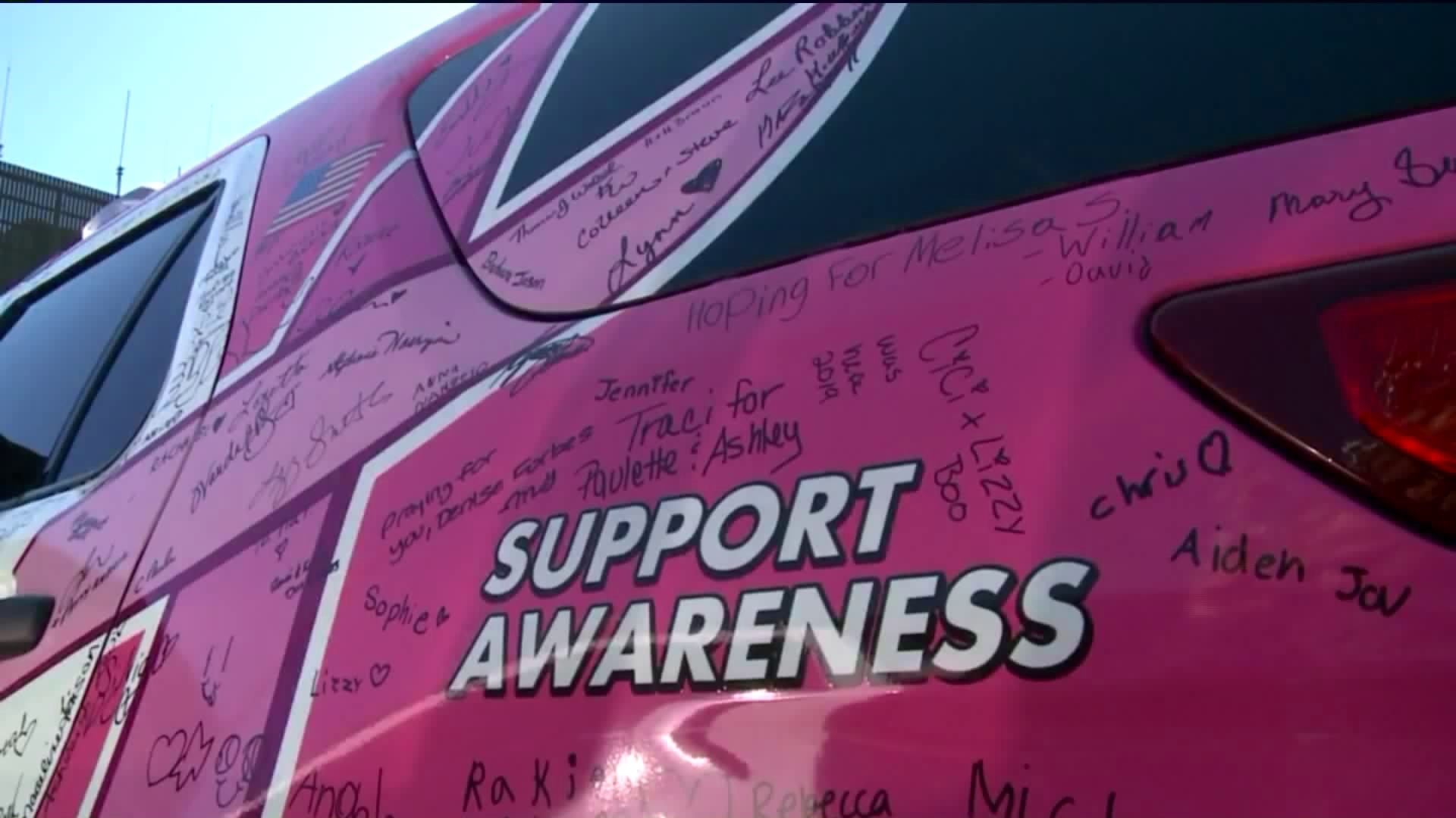 Police cruiser for breast cancer awareness defaced by vandals in Milford, CT