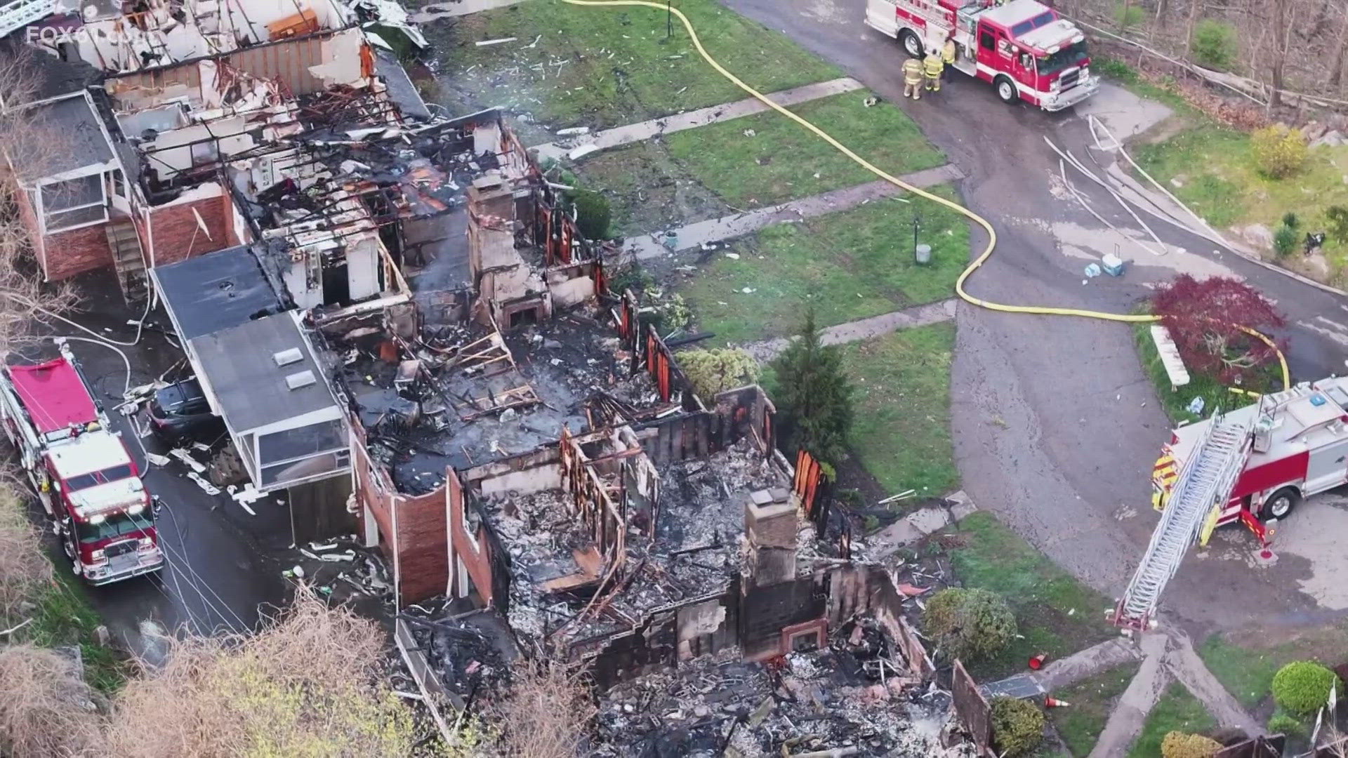 A fire ripped through a condo building in Brookfield early Thursday morning, destroying a whole row of homes.