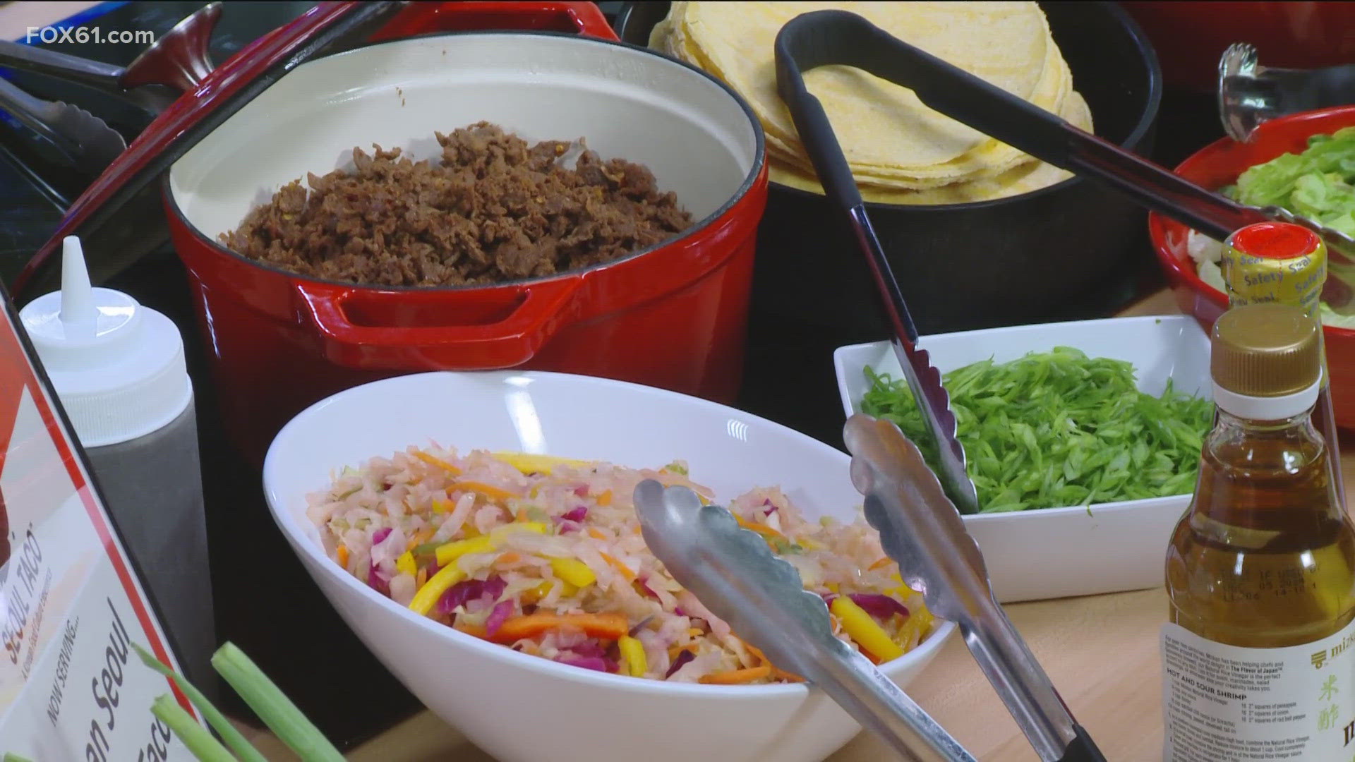 Chef Tyrell shares the "Seoul Taco," a fusion of Korean-style taco fillings placed on a traditional Mexican-style tortilla.