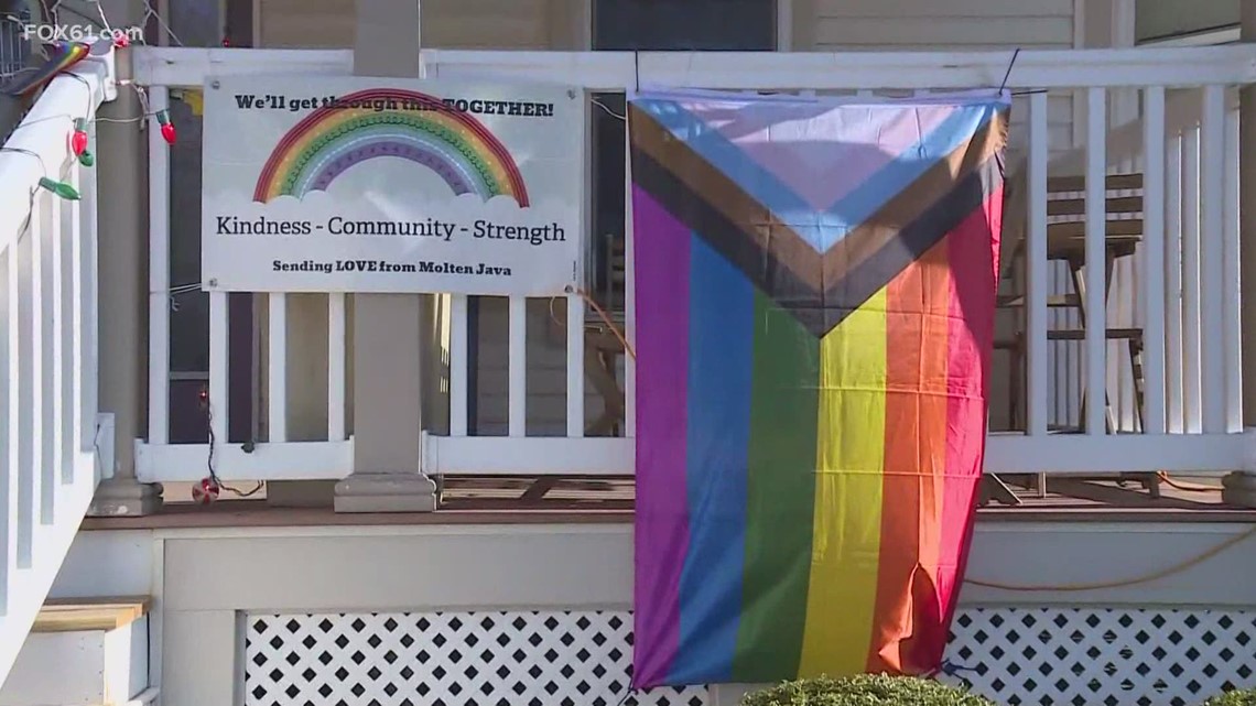 LGBTQ-owned coffee shop's pride flag torn down, burned | fox61.com