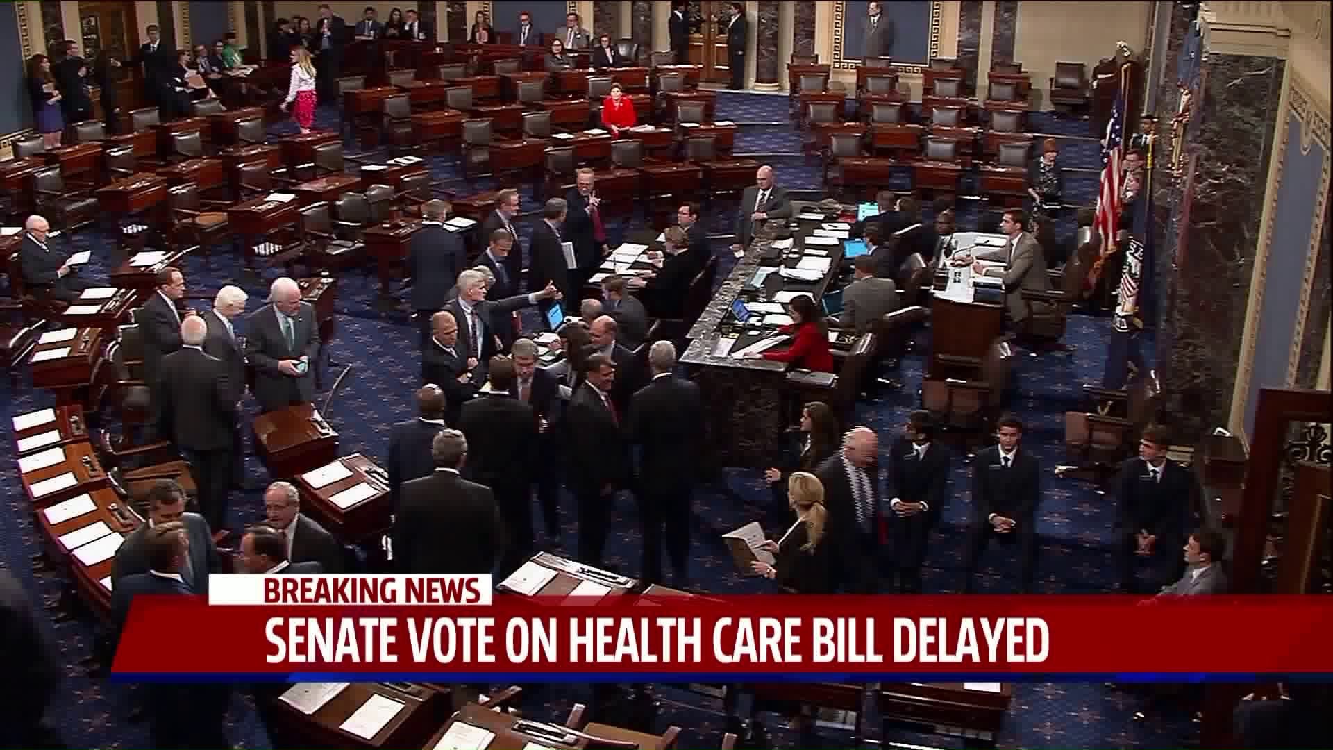 Senate delays vote on GOP health care bill; Trump meeting with GOP senators