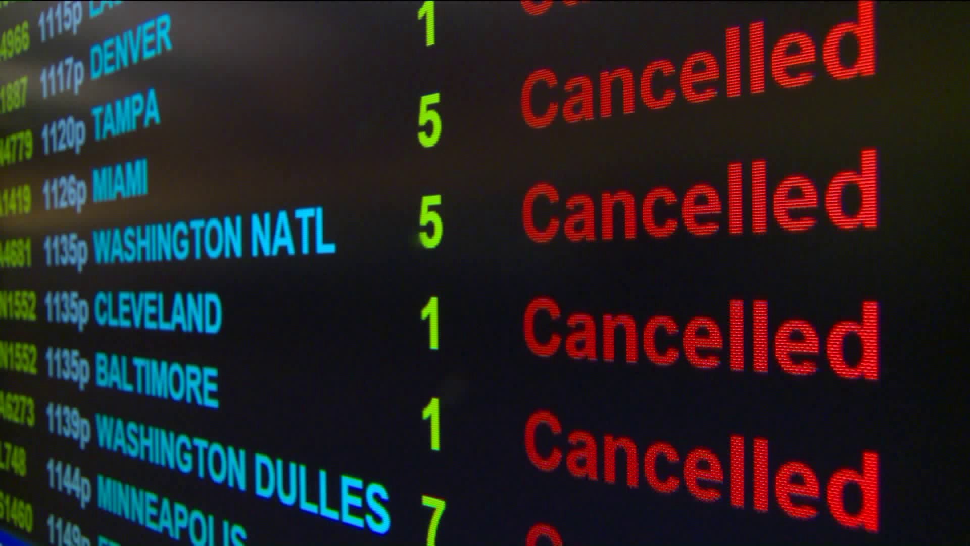 Tuesday`s snowstorm disrupts flight plans before any flakes fall