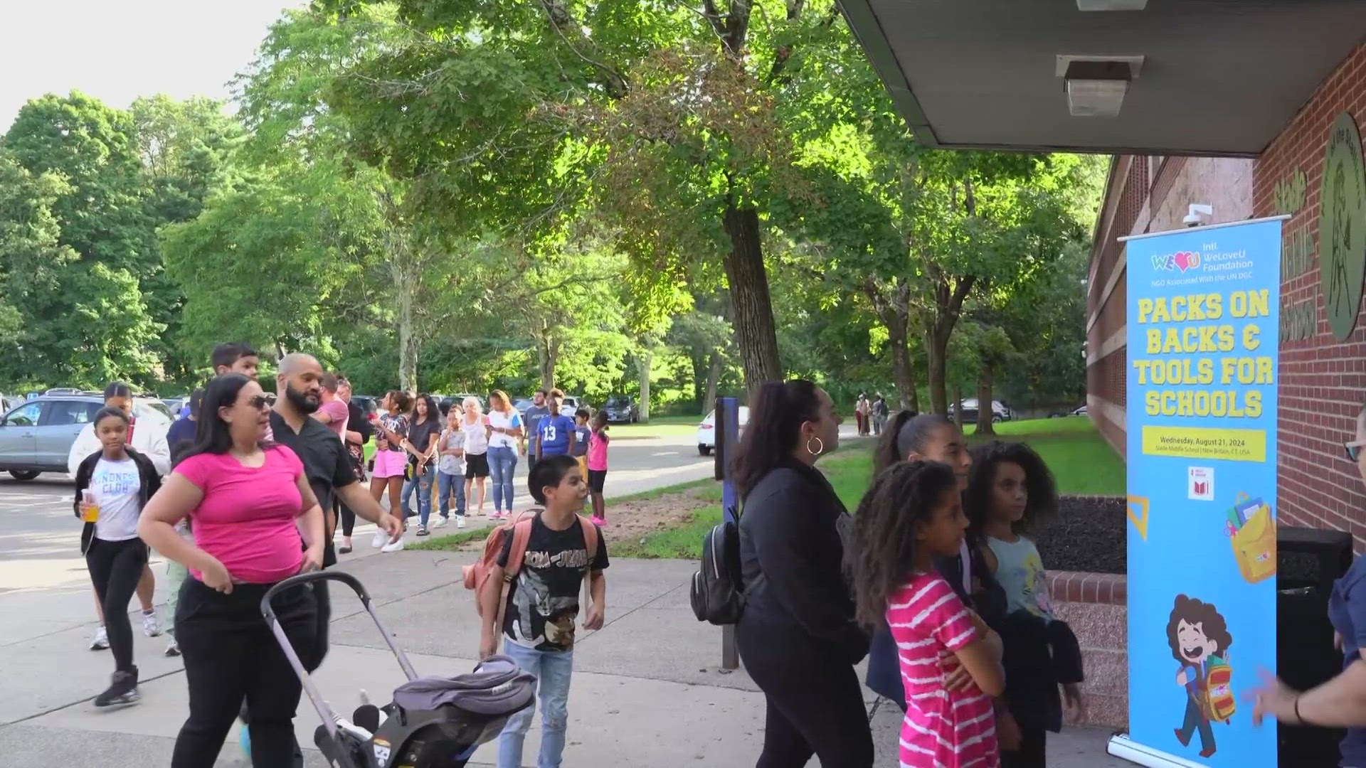 Backpacks were provided by the International WeLoveU foundation.