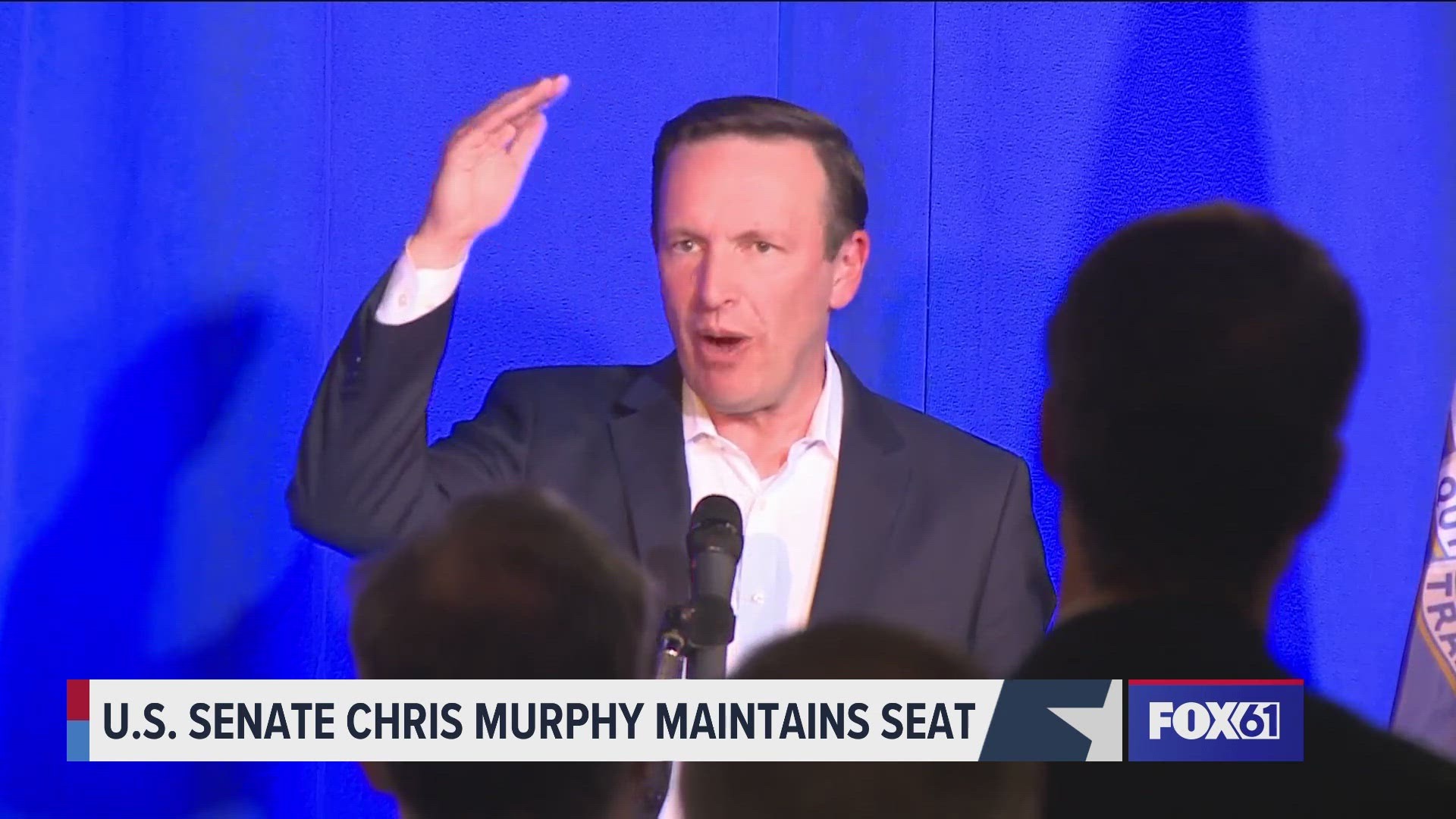 Sen. Chris Murphy spoke Tuesday night after winning a race against Republican candidate Matthew Corey.