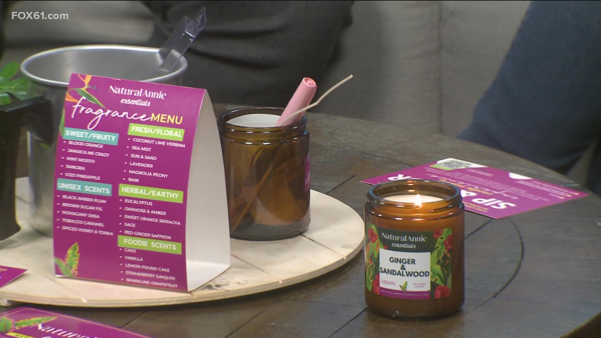 Natural Annie Essentials is a woman-owned, Black-owned business in Connecticut that offers a line of candles. They also offer candle-making parties.