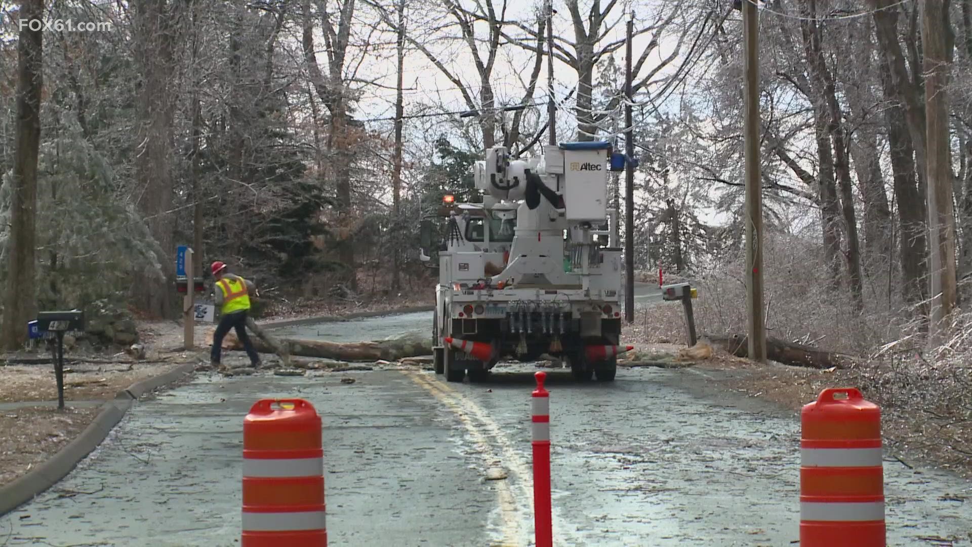 Eversource reported over 7,000 outages, the bulk of which were in Mansfield, Tolland, and New Hartford.
