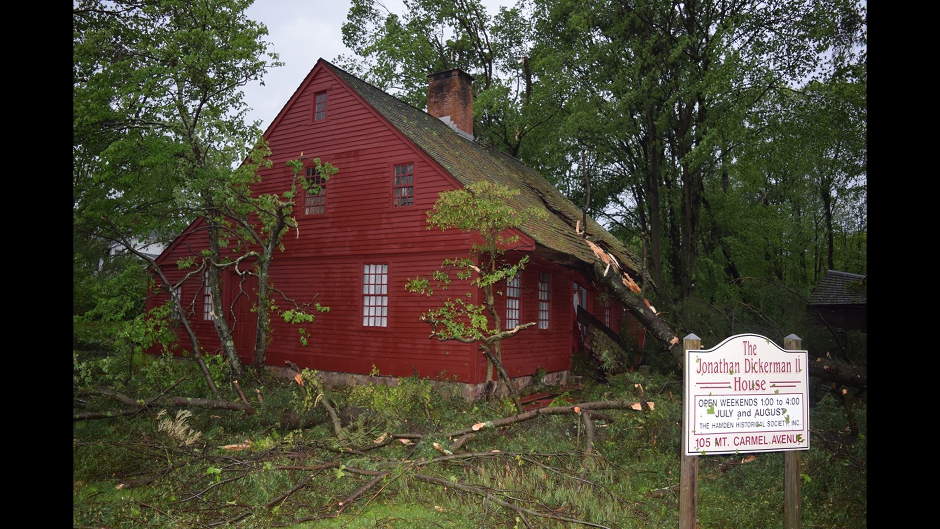 The house and adjoining barn were seriously damaged in the 2018 Hamden tornado