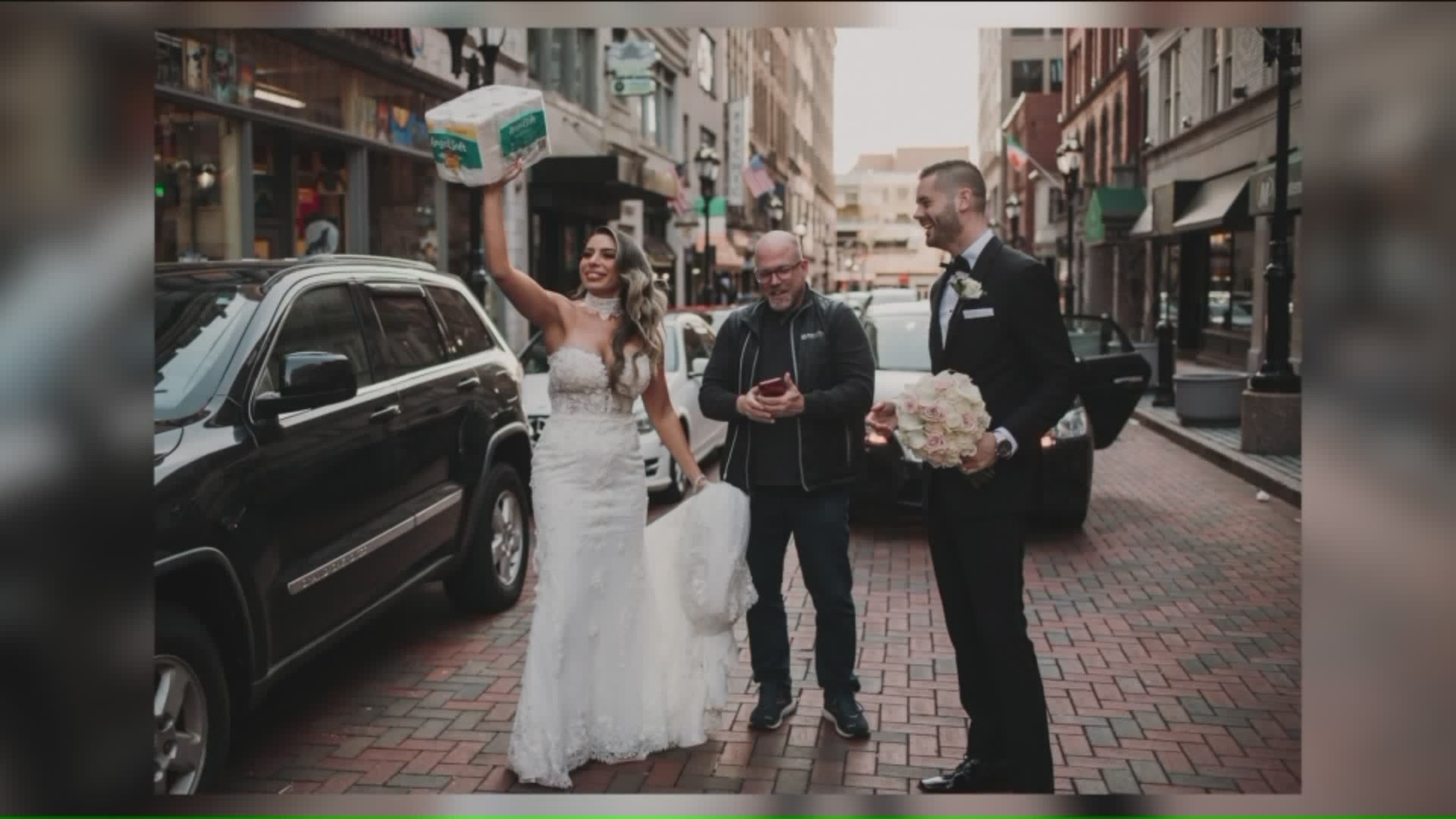 While taking wedding photos, Alex and Shanette Meadows were approached by a complete stranger who gifted them a 12-pack of Angel Soft.