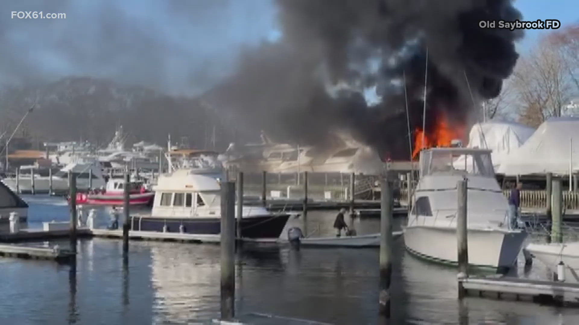 A Facebook post from the fire department said that the boat had been stored on land for the season.