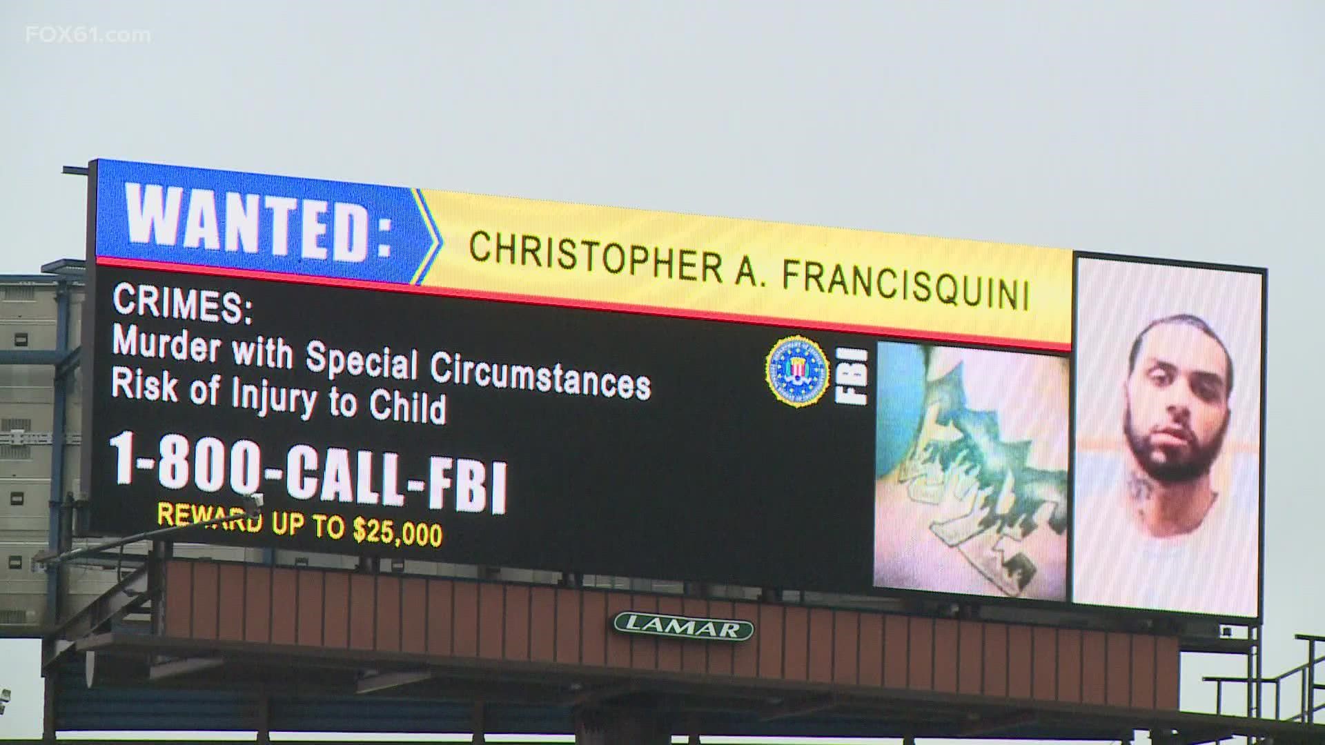 The FBI has increased its reward for information on Christopher Francisquini to 25K.